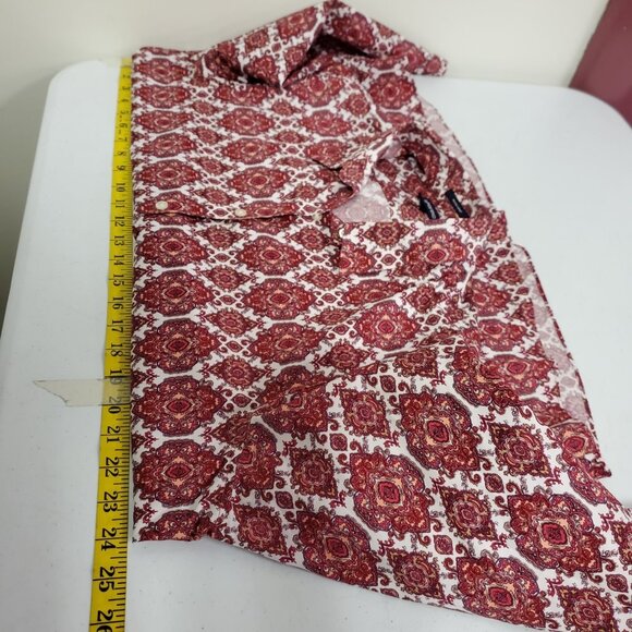 Lands End Womens No Iron Geometric Button Up Shirt Size 18 Pink Office Career - Picture 7 of 10